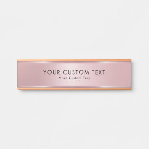 Porte-nom Pour Porte Votre texte personnalisé Modèle élégant Rose Gold 
