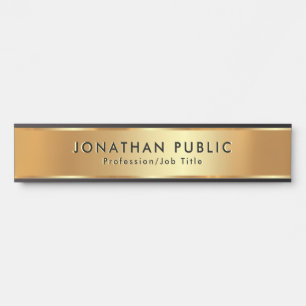 Porte-nom Pour Porte Votre texte personnalisé Moderne Modèle Or élégant