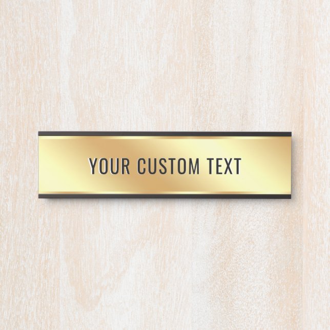 Porte-nom Pour Porte Your Custom Text Elegant Modern Simple Gold Home (Devant)