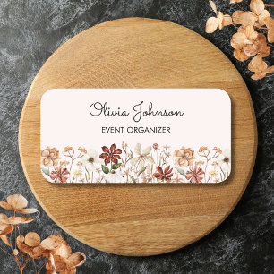 Porte-nom Prairie de fleurs sauvages vintage aquarelle perso