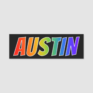 Porte-nom Prénom "AUSTIN" : Coloration d'arc-en-ciel