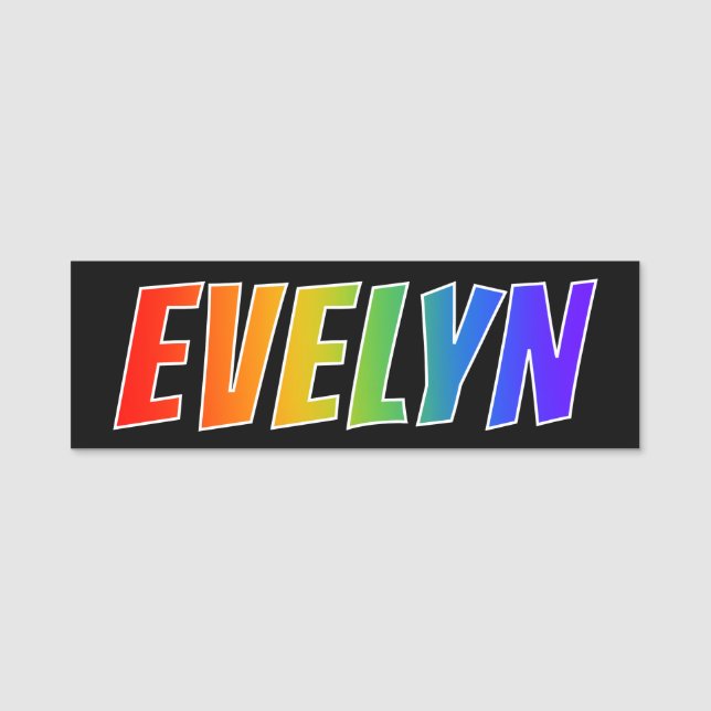 Porte-nom Prénom "EVELYN": Couleur arc-en-ciel amusant (Devant)
