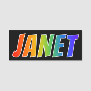 Porte-nom Prénom "JANET" : Coloration d'arc-en-ciel