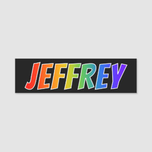 Porte-nom Prénom "JEFFREY" : Coloration d'arc-en-ciel