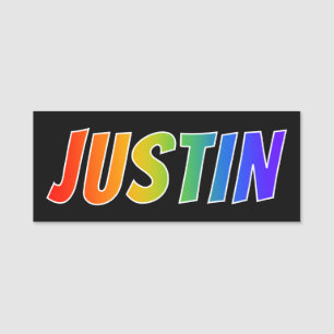 Porte-nom Prénom "JUSTIN" : Coloration d'arc-en-ciel