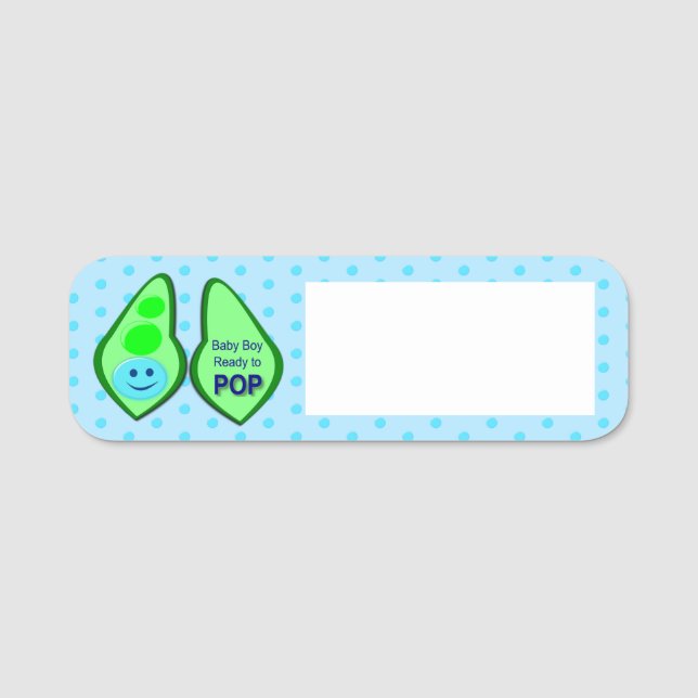 Porte-nom Prêt pour la pop Baby Boy Pea Blue (Devant)