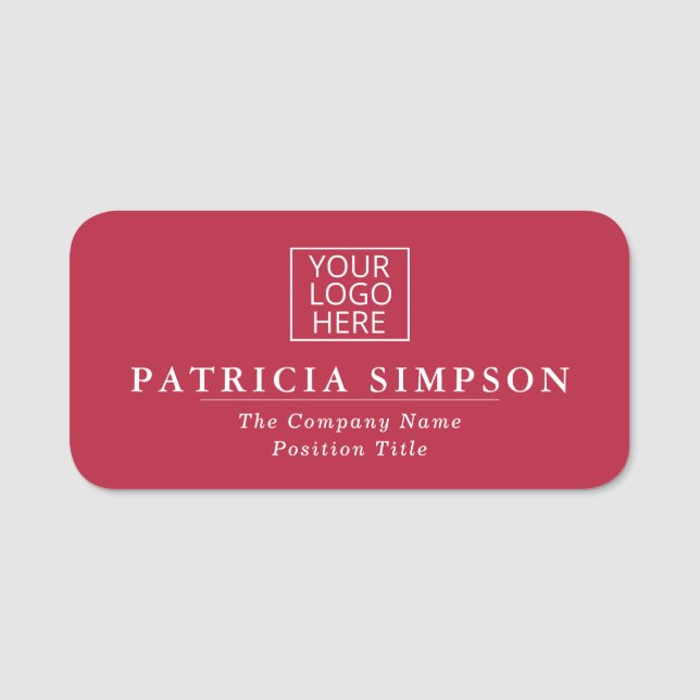 Porte-nom Professionnel Chic Cyclamen Rouge Blanc : Logo Élé (Devant)