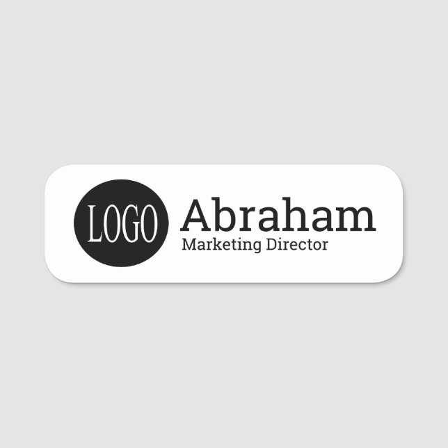 Porte-nom Professionnel Clean Modern Business Logo Blanc (Devant)