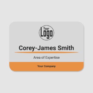Porte-nom Professionnel Gris Noir Orange Logo expertise