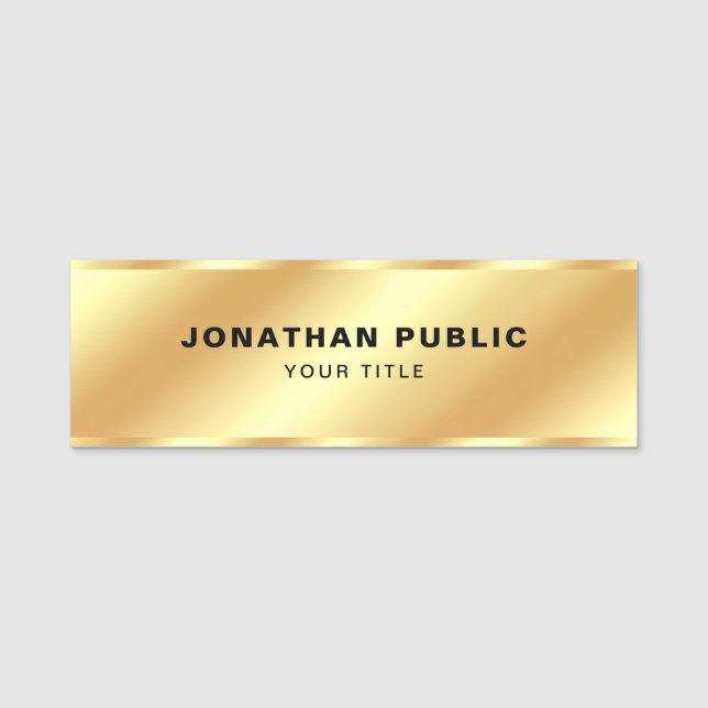 Porte-nom Professionnel Moderne Élégant Modèle Glam Gold (Devant)