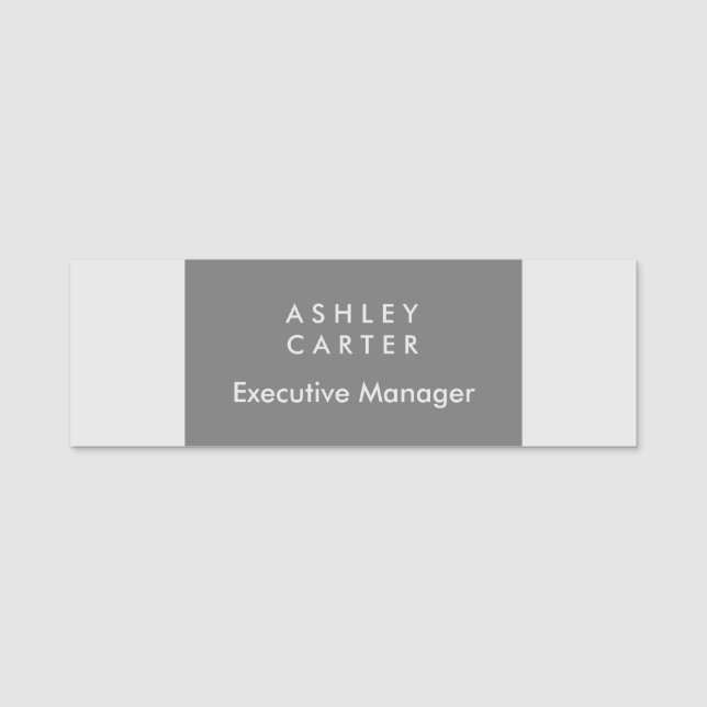 Porte-nom Professionnellement elegant grey plain minimalist (Devant)