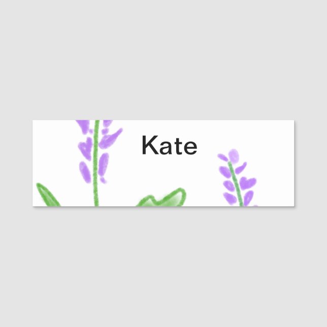 Porte-nom Purple lavande florale aquarelle ajouter nom cu (Devant)