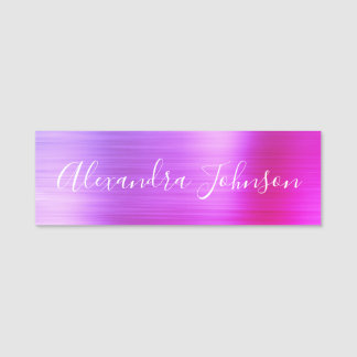Porte-nom Purple Pink Foil Moderne Professionnel