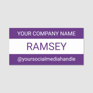 Porte-nom Purple Social Media Nametag Professionnel Professi