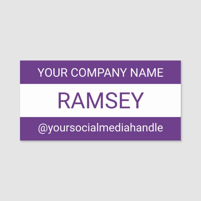 Porte-nom Purple Social Media Nametag Professionnel Professi (Devant)
