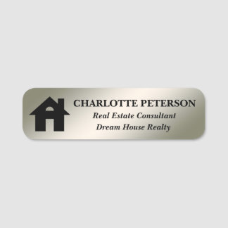 Porte-nom Realtor ou immobilier en argent métallique