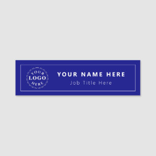 Porte-nom Rectangle bleu marine personnalisé 3,5 po x 1 po