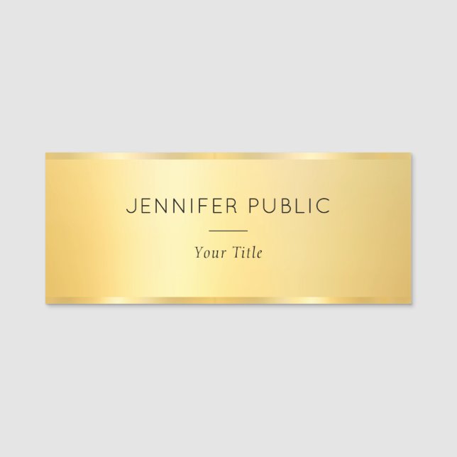 Porte-nom Rectangle personnalisé moderne Faux Gold Employé (Devant)