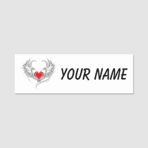 Porte-nom Red Angel Coeur avec ailes