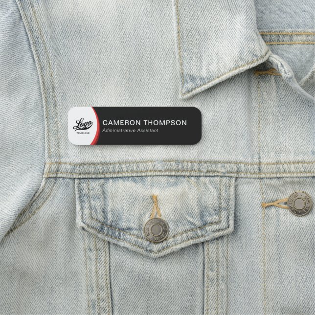 Porte-nom Red Black Company Logo Personnel d'entreprise (En situation)