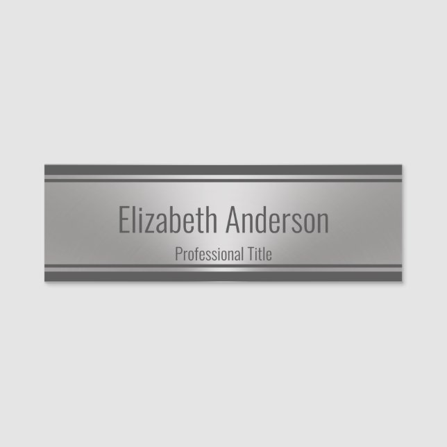 Porte-nom Représentation moderne en métal brossé avec titre  (Devant)