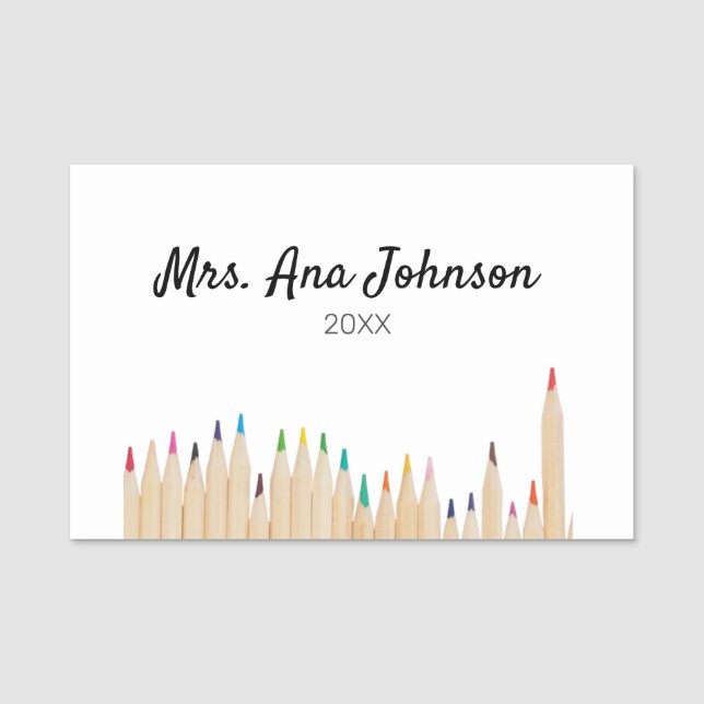 Porte-nom Retour à l'école crayons couleur ajouter nom class (Devant)