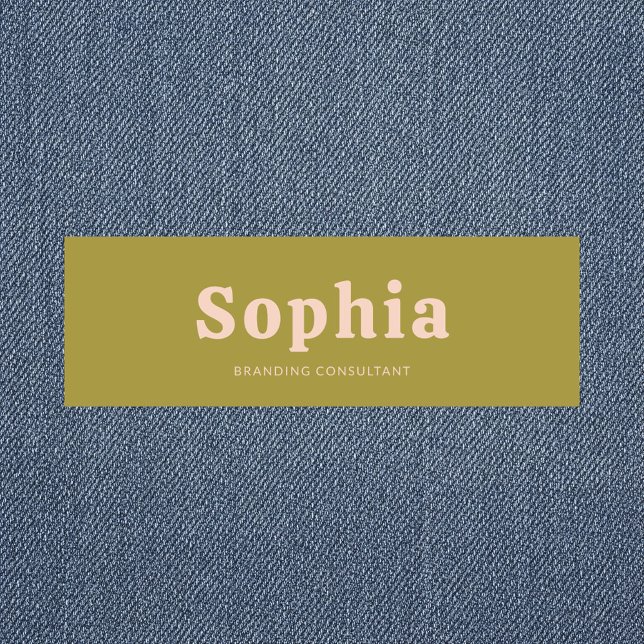 Porte-nom Retro Bold Serif Simple Vert Blush Rose (Créateur téléchargé)