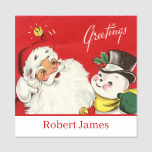 Porte-nom  rétro vintage Noël Père Noël snowman ajouter nom