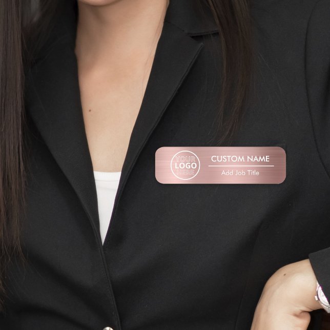 Porte-nom Rose de style métallique Gold Safety Pin Employé (Metallic Style Rose Gold Safety Pin Employee Name Tag
)