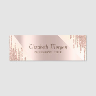Porte-nom Rose Gold Élégant Paillettes Fines Coulures de Gla