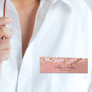 Porte-nom Rose Gold Foil Glittery Stylish Chic Maquillage Ar