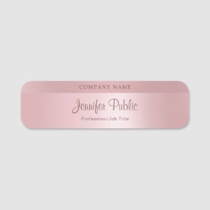 Porte-nom Rose Gold Hand Script tendance Modèle moderne