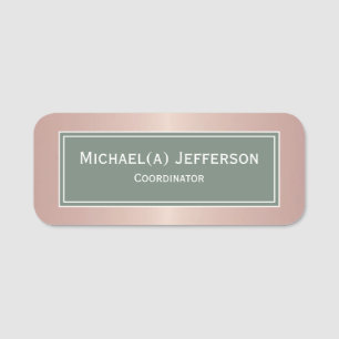 Porte-nom Rose Gold Métallic Rose Sauge Vert Moderne