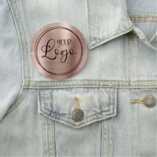 Porte-nom Rose Gold Métallisé Circulaire et Logo Noir