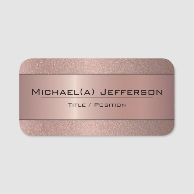 Porte-nom Rose Gold Métallurgie Pink & Parties scintillant T (Devant)