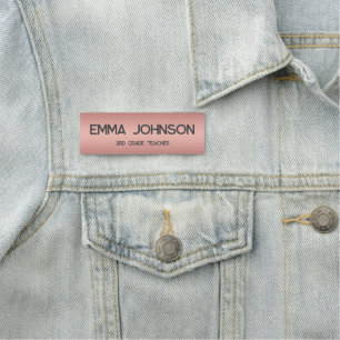 Porte-nom Rose Gold Minimaliste   Nom de l'enseignant   Éduc