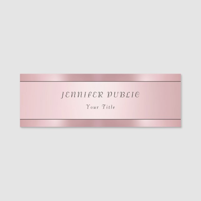 Porte-nom Rose Gold Moderne élégant Modèle tendance Rectangl (Devant)