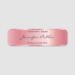 Porte-nom Rose Gold Nom balise Typographie Script Élégant