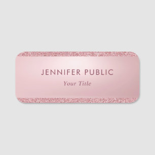Porte-nom Rose Gold Pailleté Élégant Tendance Personnalisé