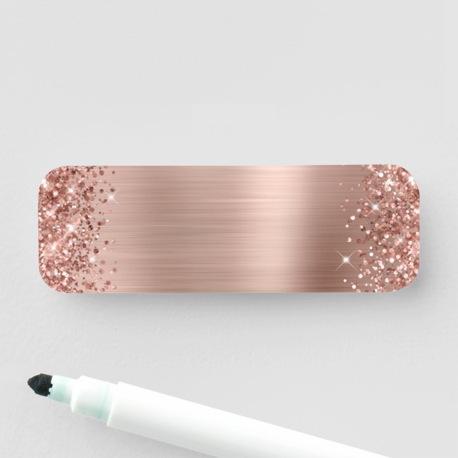 Porte-nom Rose Gold Pailleté Feuille Vierge (En situation)