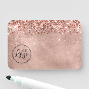 Porte-nom Rose Gold Pailleté Logo Entreprise Vierge