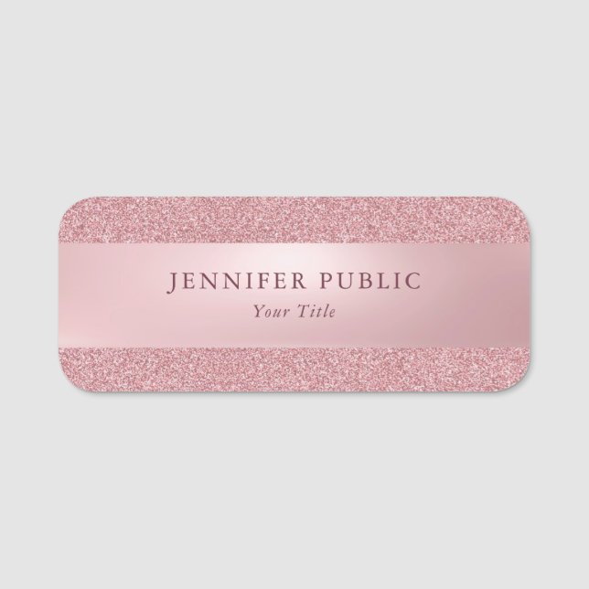 Porte-nom Rose Gold Parties scintillant Créative Moderne Mod (Devant)
