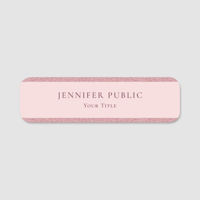 Porte-nom Rose  Gold Parties scintillant moderne Modèle élég (Devant)