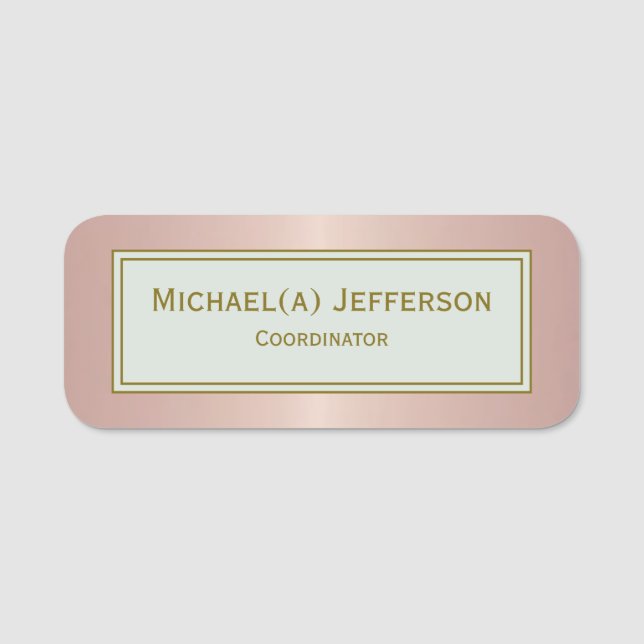 Porte-nom Rose Gold Pink Platine Moderne Luxe (Devant)