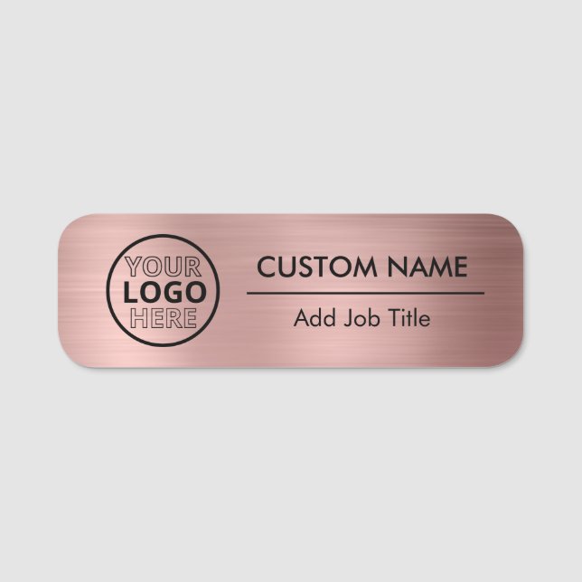 Porte-nom Rose Gold Style métallique Logo d'entreprise Emplo (Devant)