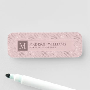 Porte-nom Rose Pâle Pastel Doré Argent Paillettes Motif