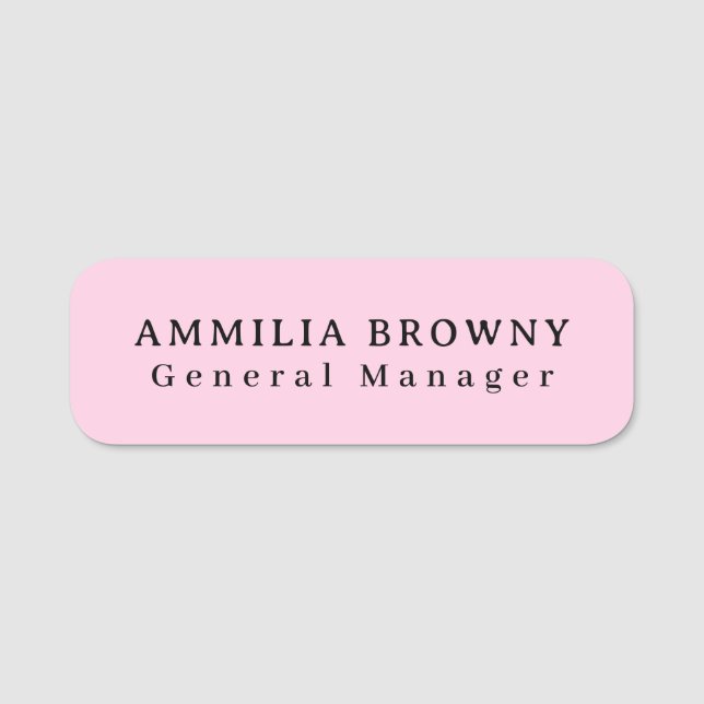 Porte-nom Rose Pâle | Typographie Féminine Élégante Chic (Devant)