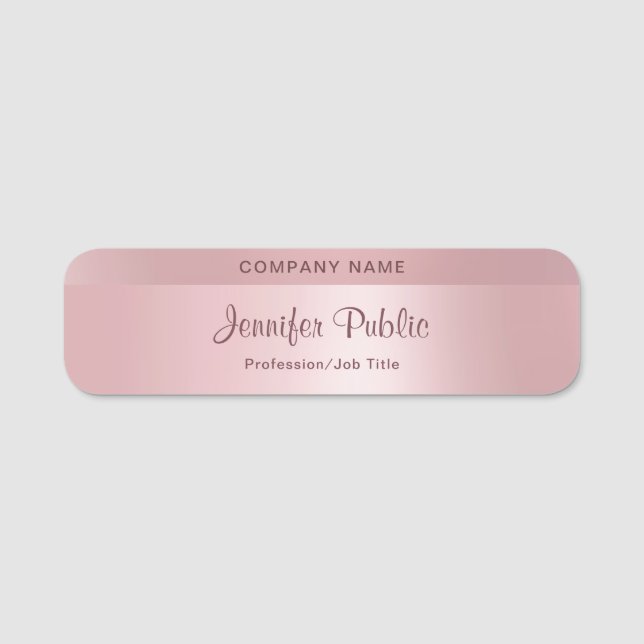 Porte-nom Rose tendance Gold Hand Script moderne élégant (Devant)