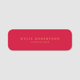 Porte-nom Rouge Cerise & Or Couleurs Professionnel Tendance