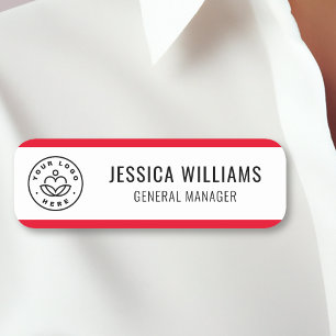 Porte-nom Rouge employé du logo personnalisé